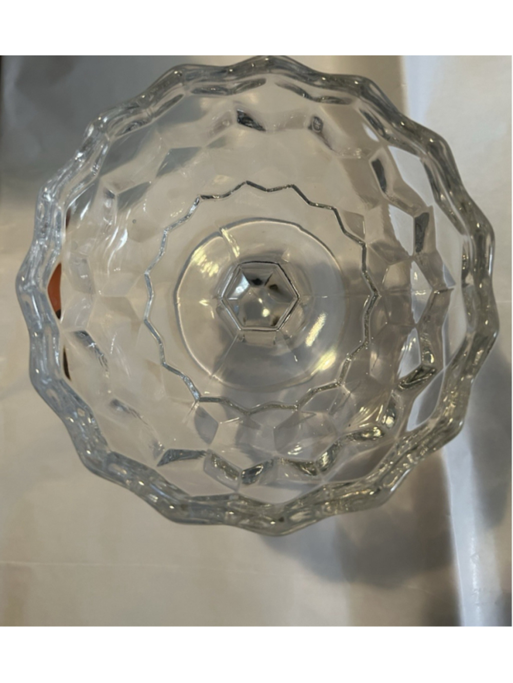 Candy Dish Clear Glass 4" High, 4.5" Round Ribbed Edges